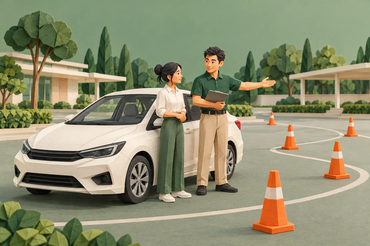 Minh họa công việc giáo viên dạy lái xe